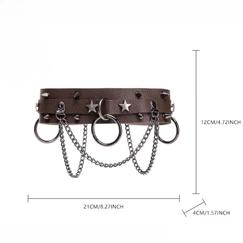 Unisex Punk Star Rivet Ring Choker - Image 5