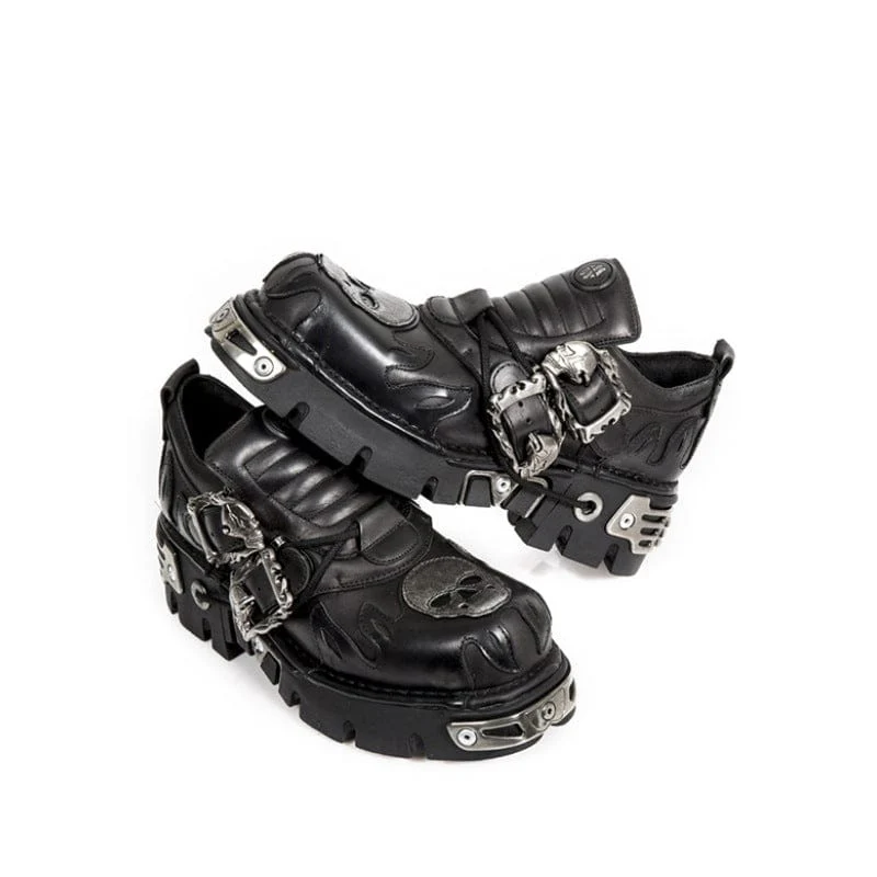 Unisex Punk Stitching Skull Buckle Shoes - Image 2