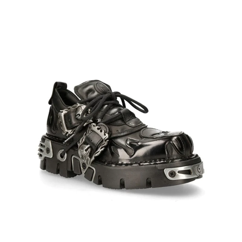 Unisex Punk Stitching Skull Buckle Shoes - Image 5