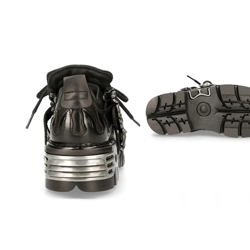 Unisex Punk Stitching Skull Buckle Shoes - Image 6