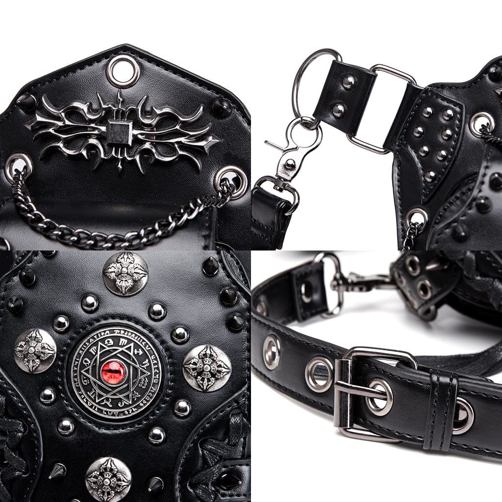 Unisex Punk Studded Devil Eye Chained Bag - Image 10
