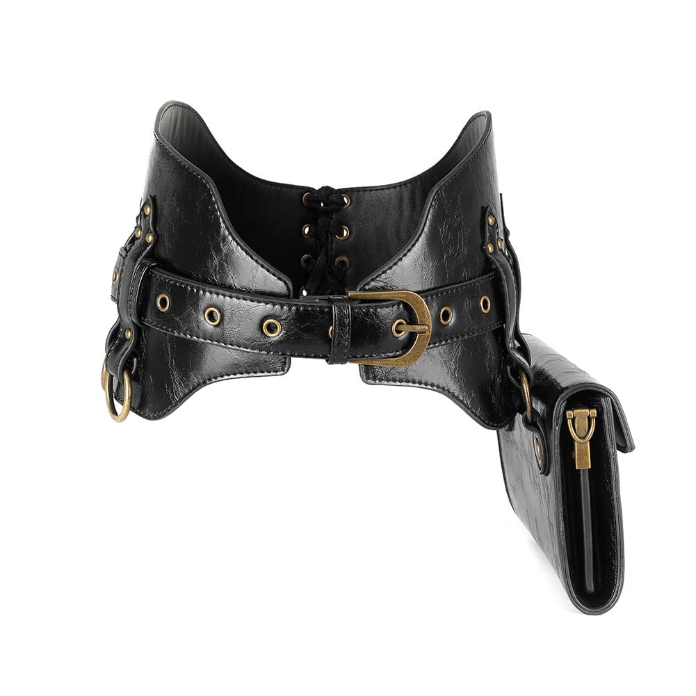 Unisex Steampunk Buckle Splice Square Waist Bag - Image 3