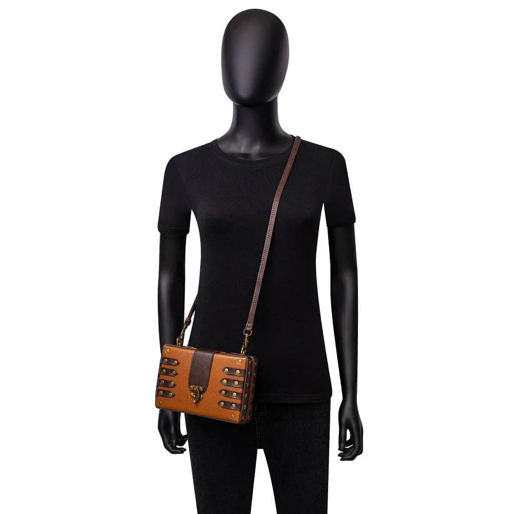 Unisex Steampunk Contrast Color Nailed Shoulder Bag - Image 4
