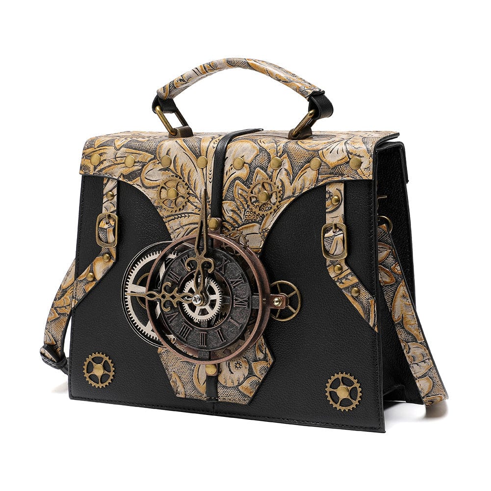 Unisex Steampunk Gear Embossed Splice Bag - Image 2