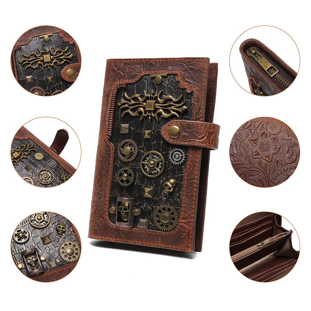 Unisex Steampunk Gear Embossed Wallet - Image 5