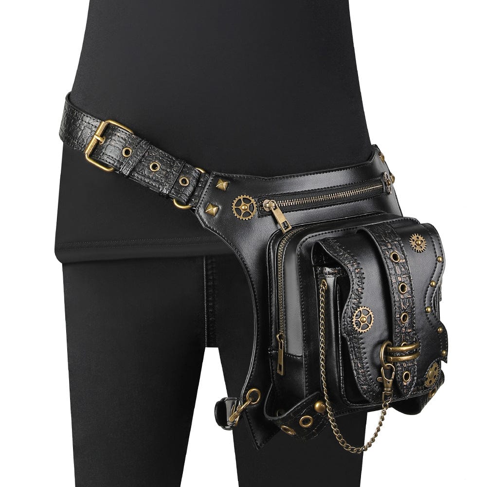 Unisex Steampunk Gears Nailed Waist Bag