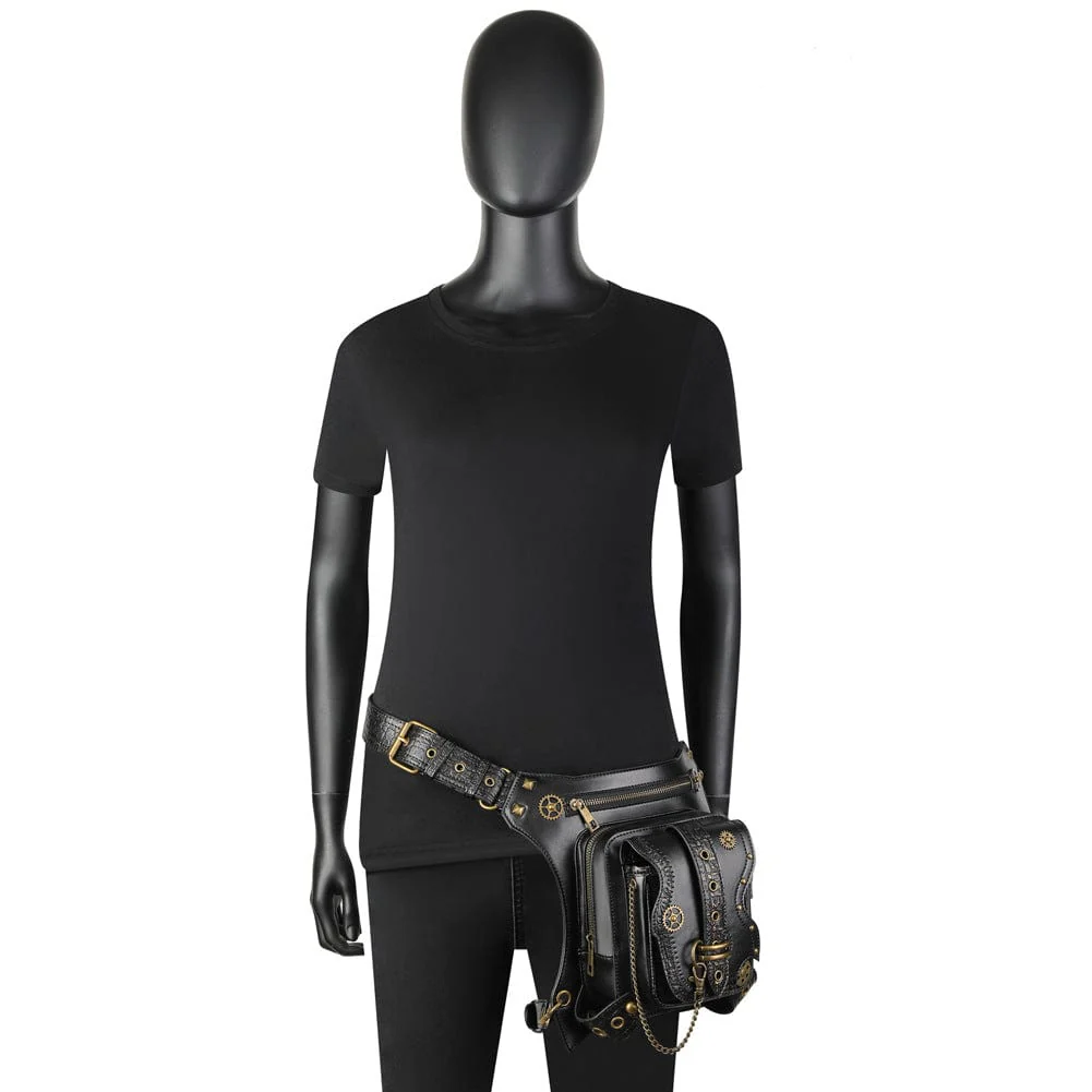 Unisex Steampunk Gears Nailed Waist Bag - Image 2