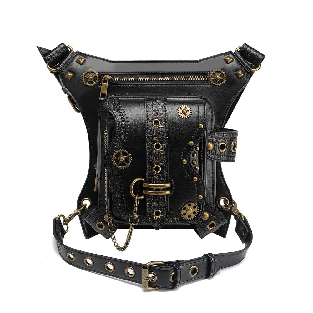 Unisex Steampunk Gears Nailed Waist Bag - Image 3