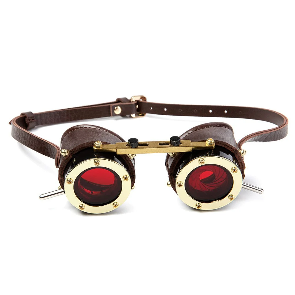Unisex Steampunk Red Lens Goggles - Image 3