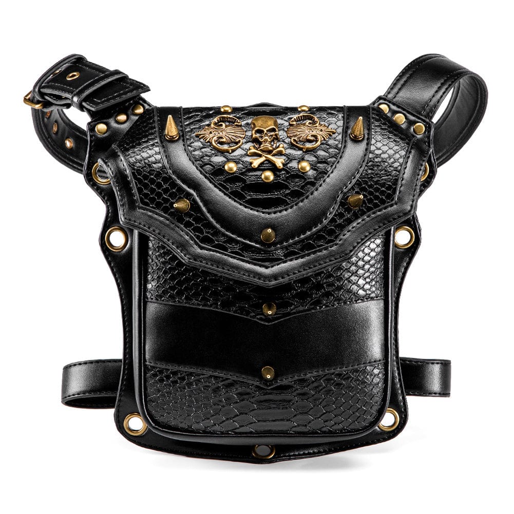 Unisex Steampunk Skull Faux Leather Bag - Image 5