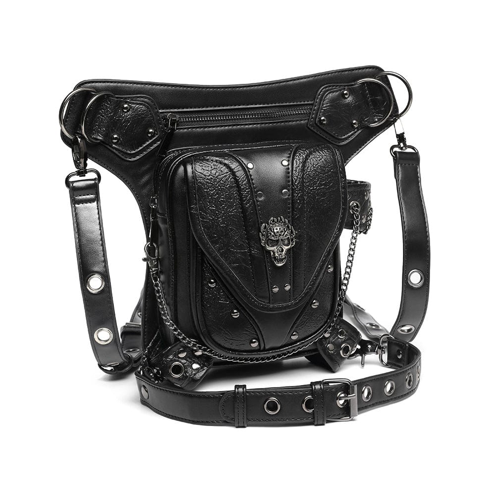Unisex Steampunk Skull Studded Mini Bag - Image 2