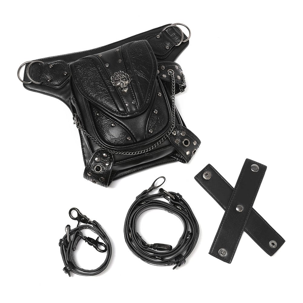 Unisex Steampunk Skull Studded Mini Bag - Image 3