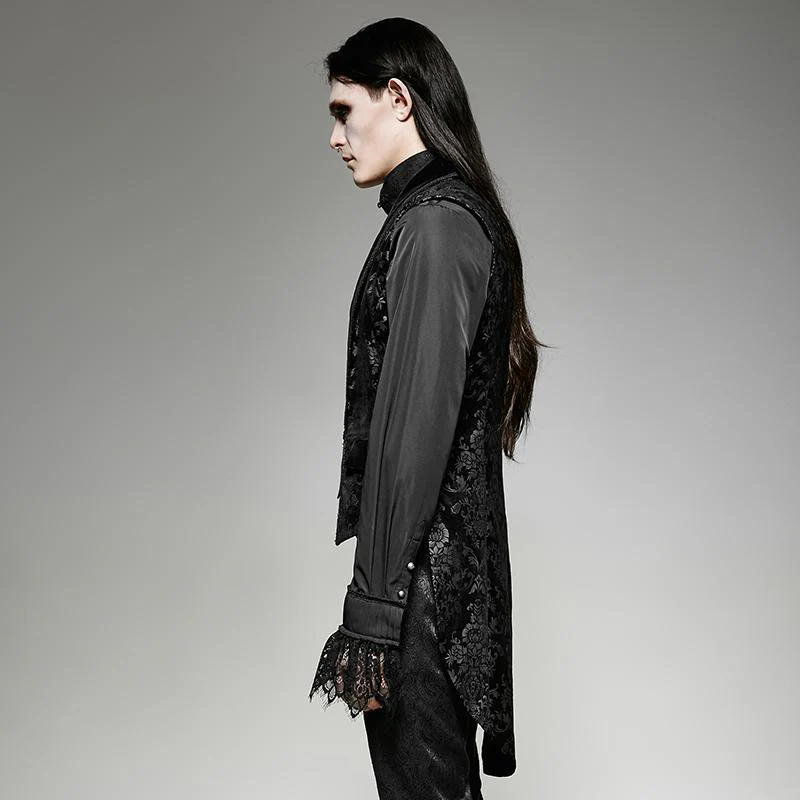 Men's Victorian Swallow Tail Sleeveless Velveteen Vest - Image 2