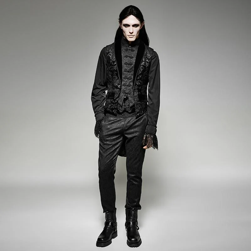 Men's Victorian Swallow Tail Sleeveless Velveteen Vest - Image 4