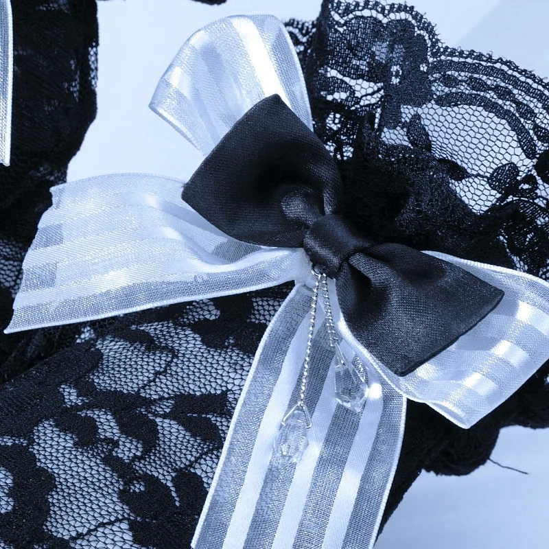 Vintage Cutaway Lace Gloves With Bow - Image 5