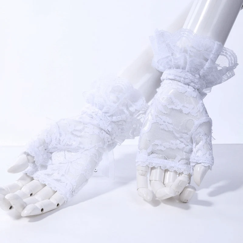 Vintage Cutaway Lace Gloves With Bow - Image 6