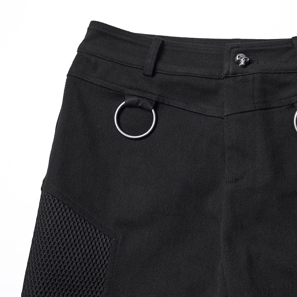 Women's Punk Mesh Splice Pants with Detachable Leg Bags - Image 6