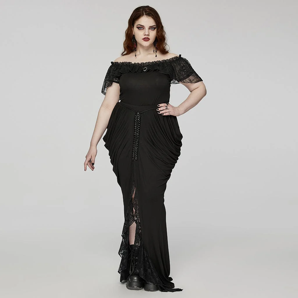 Women’s Gothic Ruffles Maxi Party Skirts - Image 4