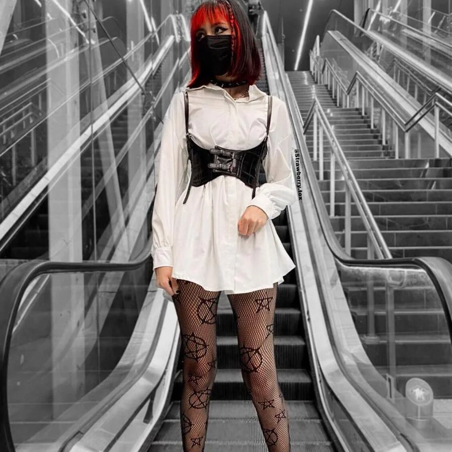 Women's Casual Long Shirts Dresses With Detachable PU Tank Tops - Image 9