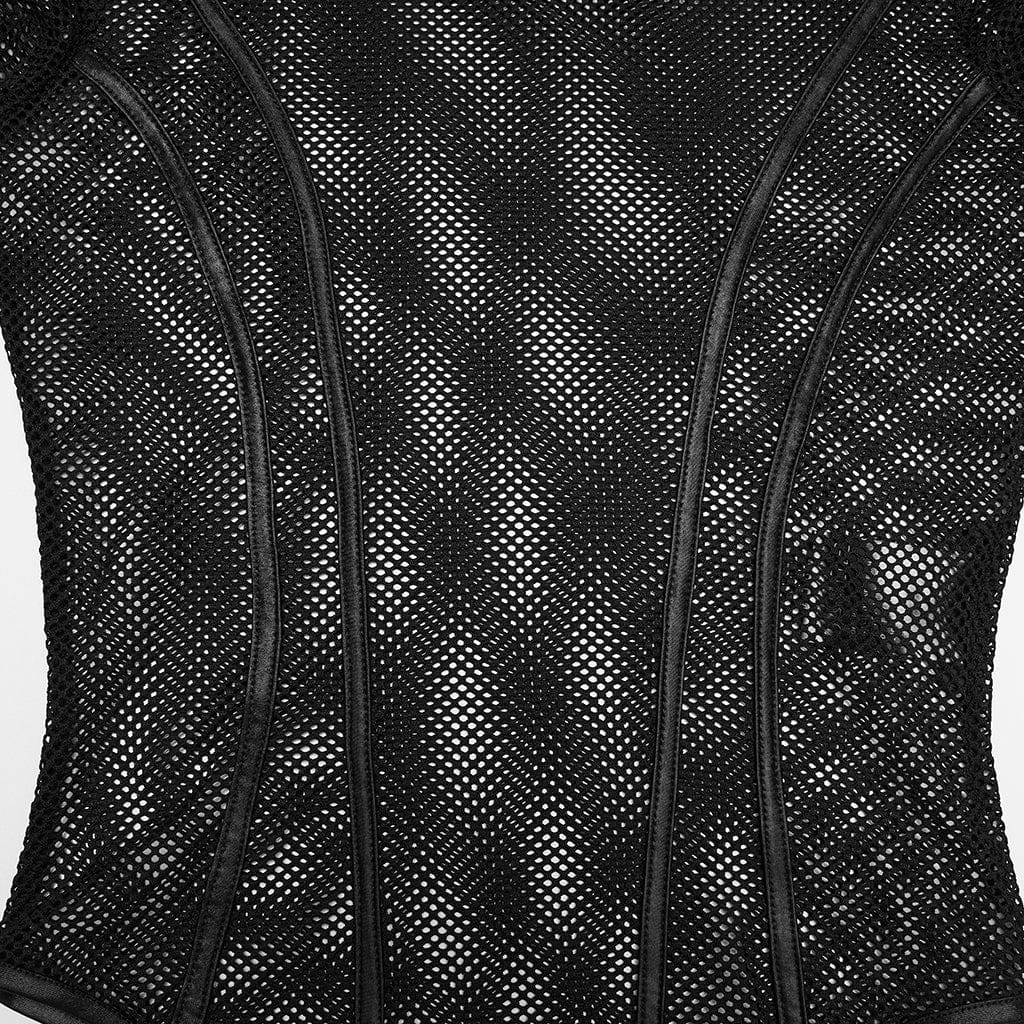 Women's Cyberpunk Armor Shoulder Sheer Bodysuit - Image 7
