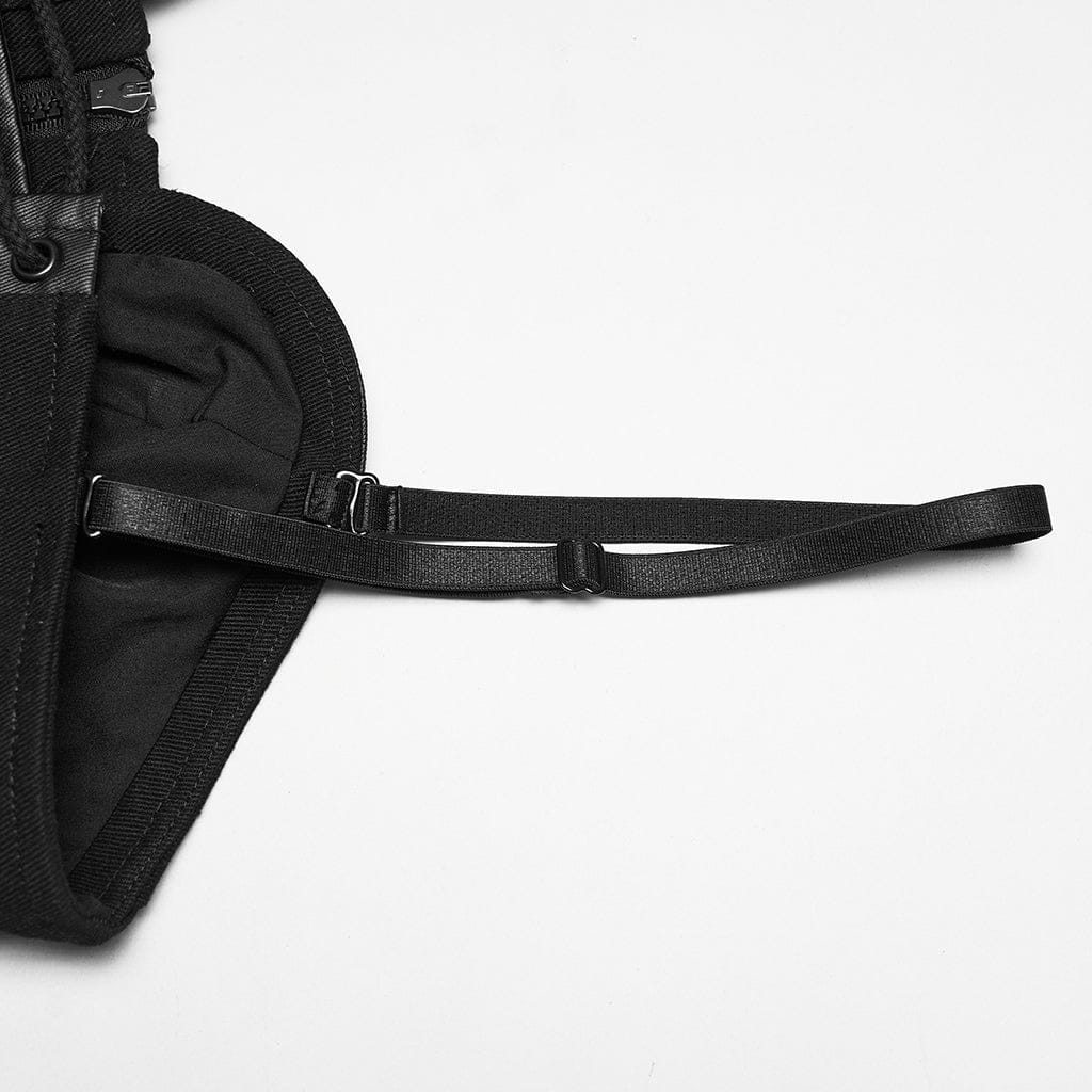 Women's Cyberpunk Buckle Lace-up Slip Bustier Black - Image 9