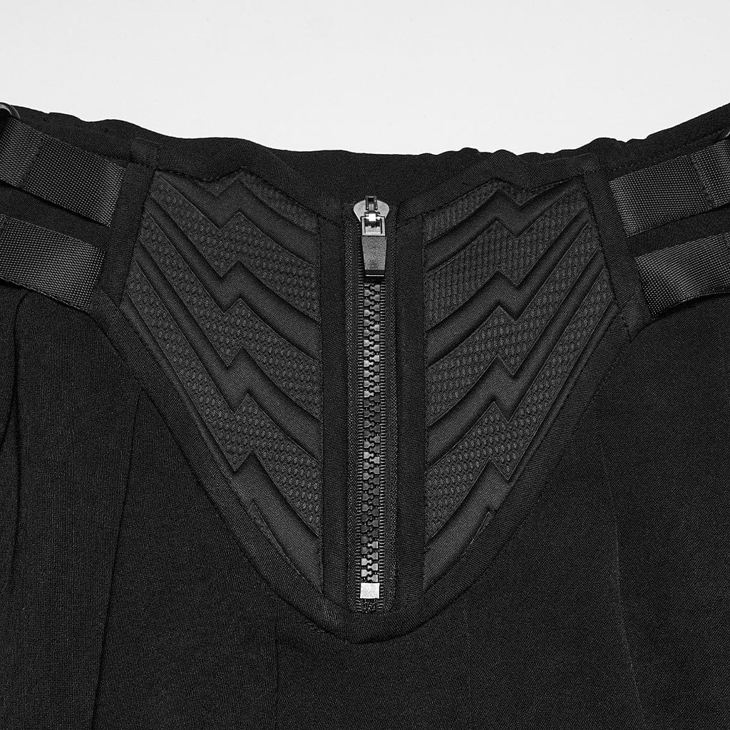 Women's Cyberpunk Buckle-up Zip Pleated Skirt - Image 6
