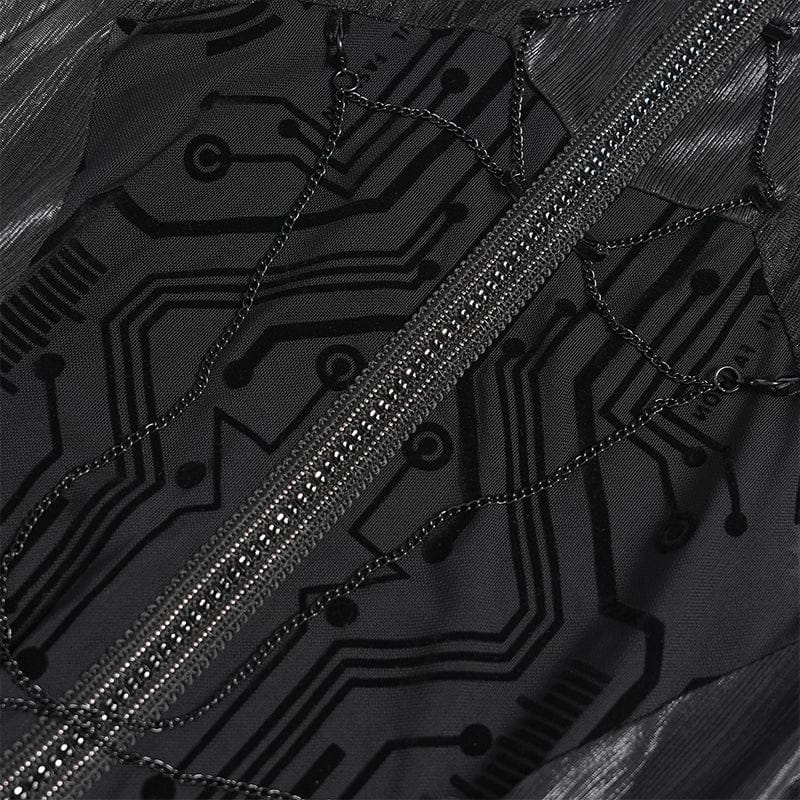 Women's Cyberpunk Circuit Board Printed Sleeveless Maxi Dress Wedding Dress - Image 10