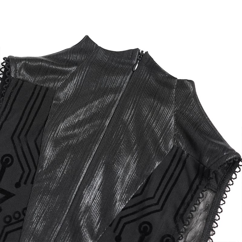 Women's Cyberpunk Circuit Board Printed Sleeveless Maxi Dress Wedding Dress - Image 11