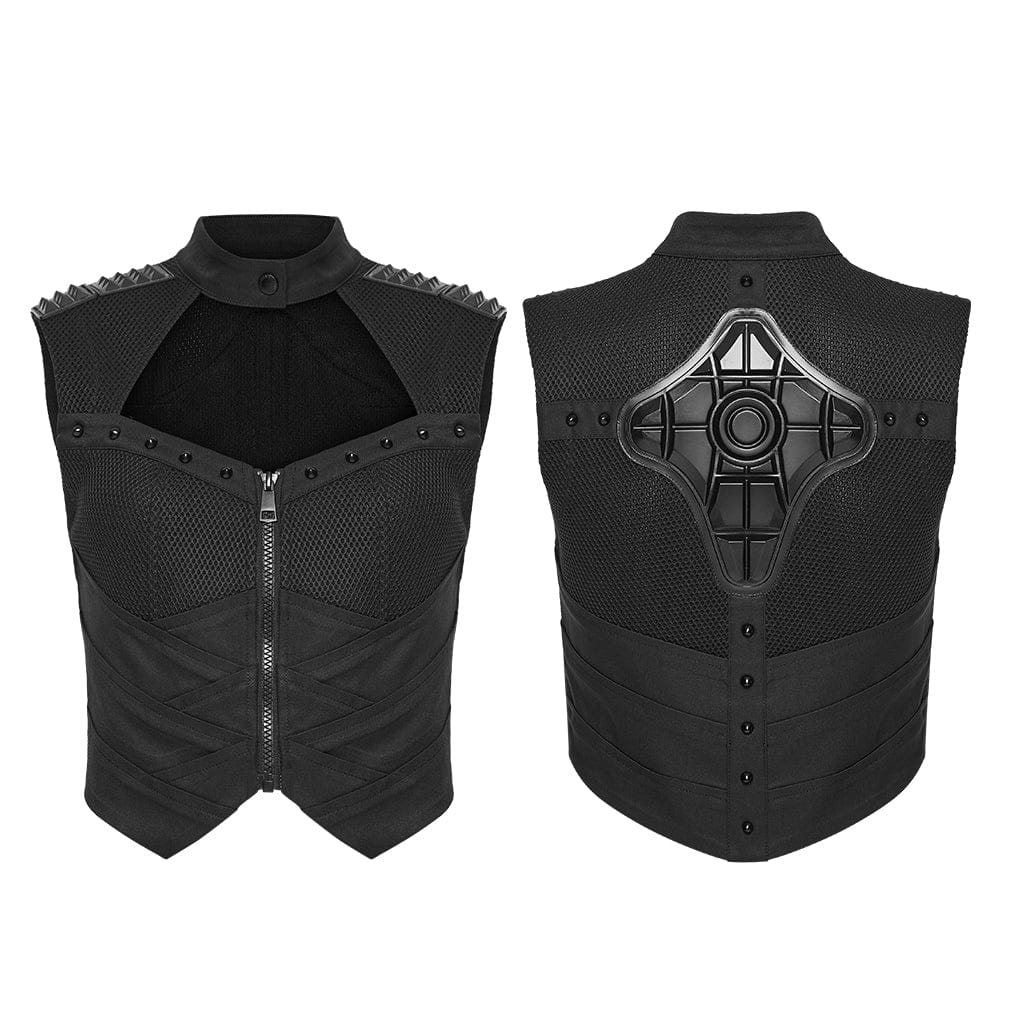 Women's Cyberpunk Cutout Studded Mechanical Tank Top Black - Image 5