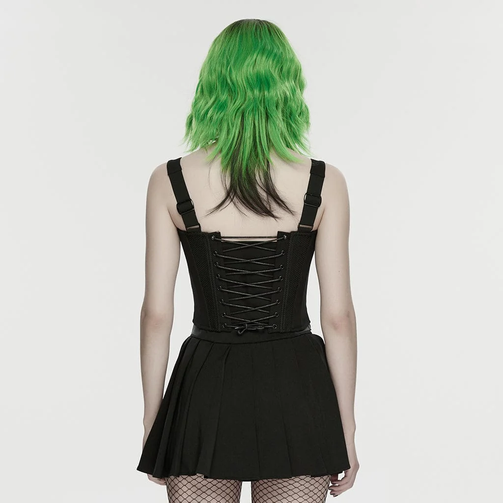 Women's Cyberpunk Eyelet Studded Zip Bustier - Image 3