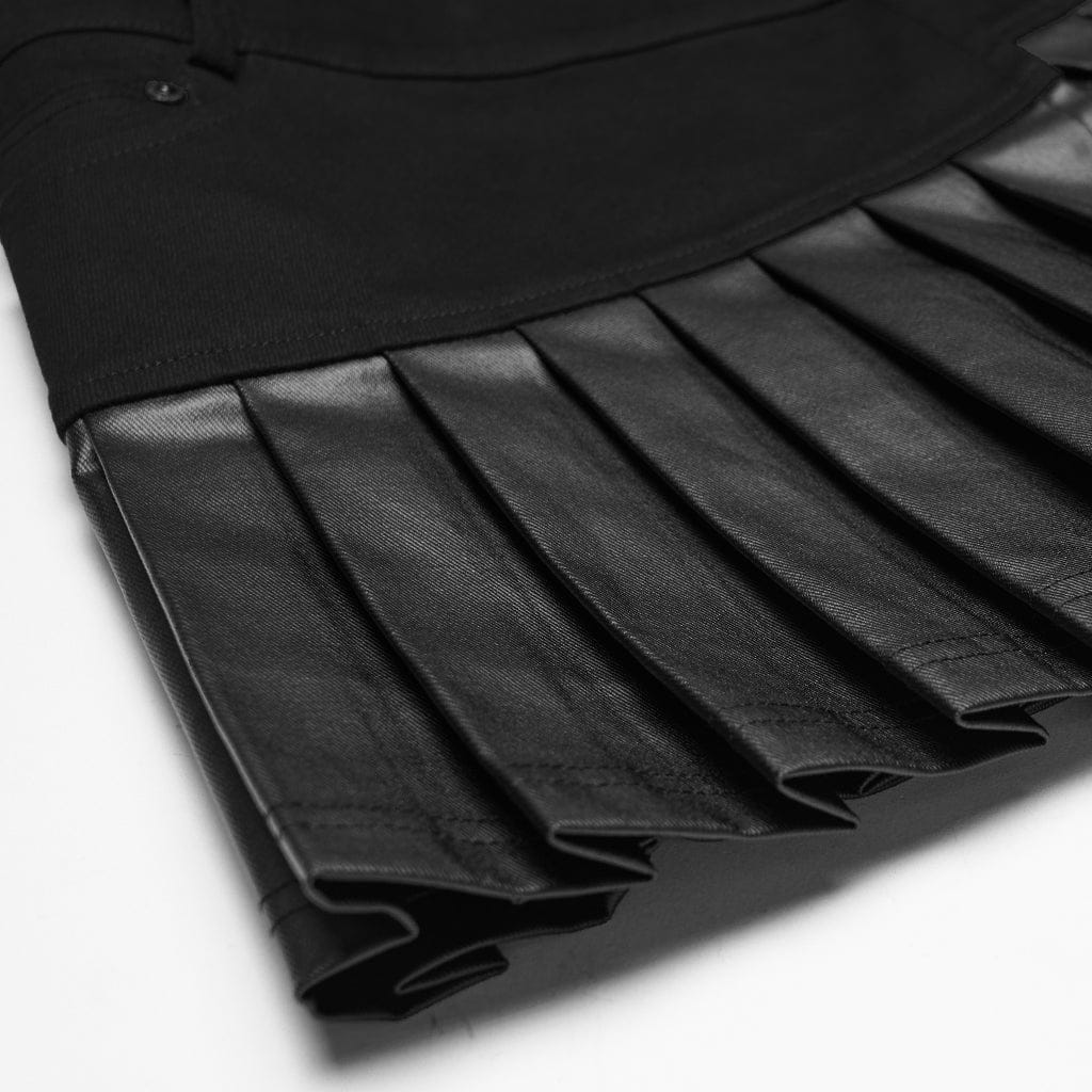 Women's Cyberpunk One-piece Asymmetric Pleated Skirt Black - Image 8