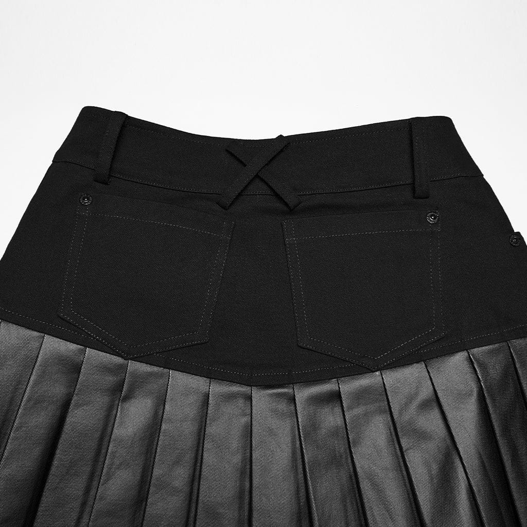 Women's Cyberpunk One-piece Asymmetric Pleated Skirt Black - Image 9