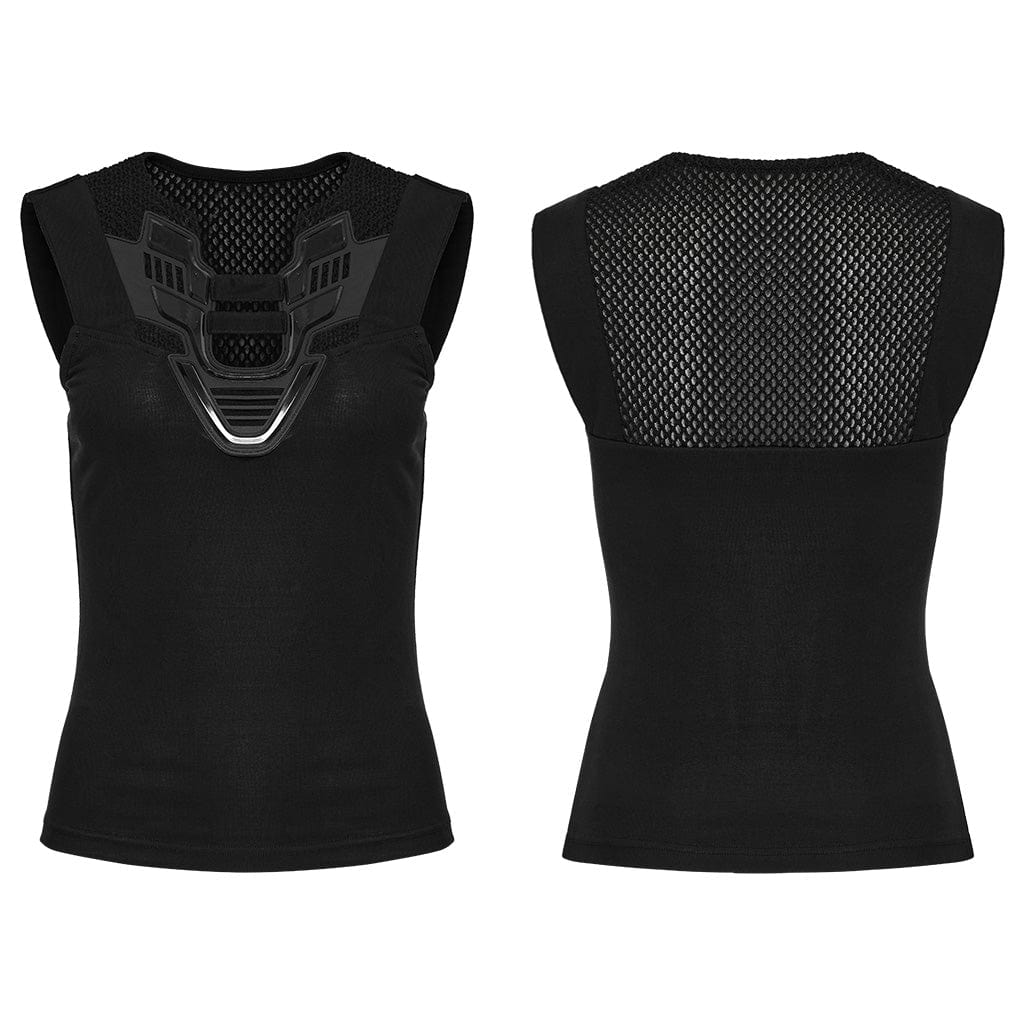Women's Cyberpunk Plunging Mesh Splice Tank Top - Image 5
