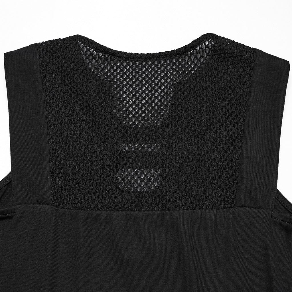 Women's Cyberpunk Plunging Mesh Splice Tank Top - Image 7