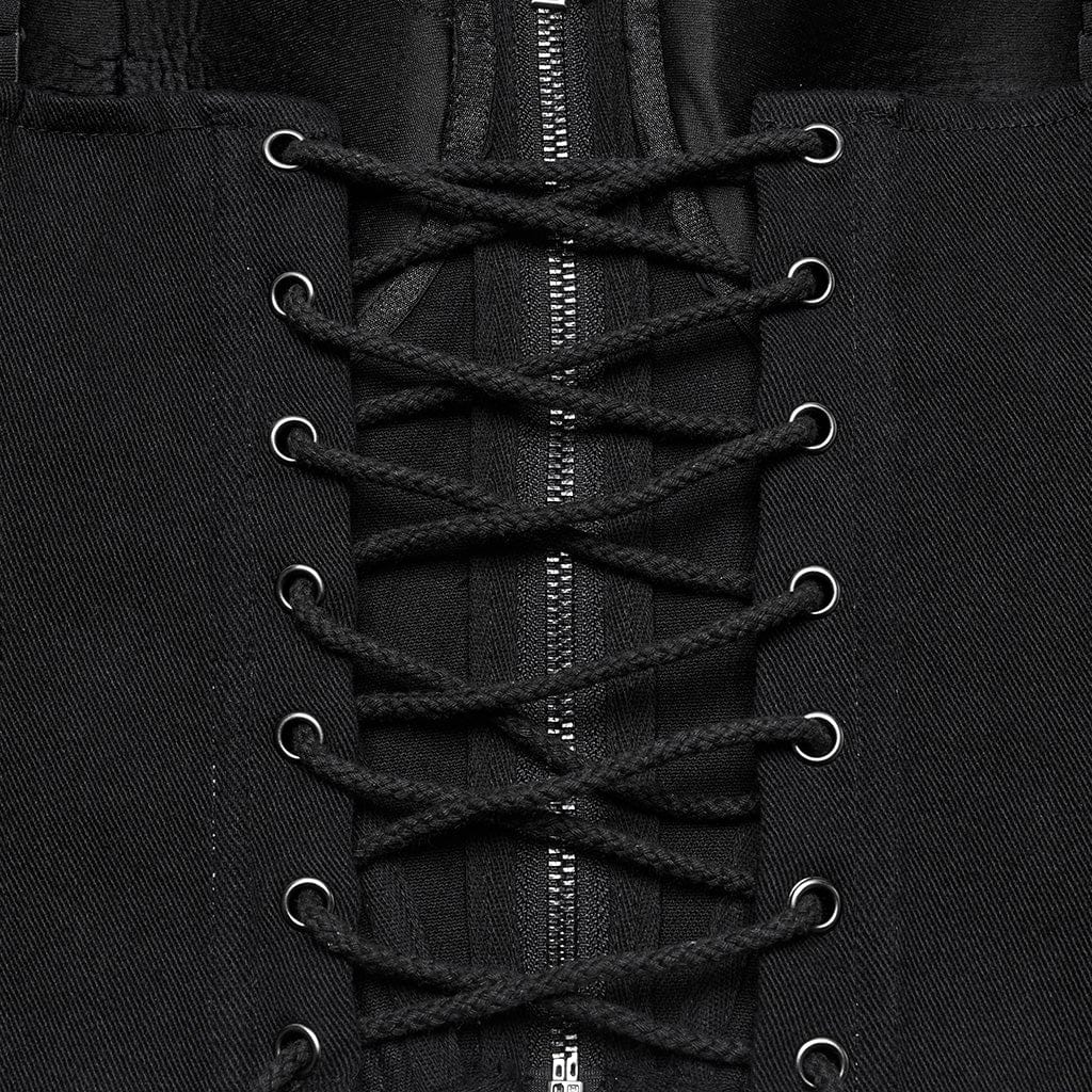 Women's Cyberpunk Studded Buckle Lace-up Tank Top - Image 9