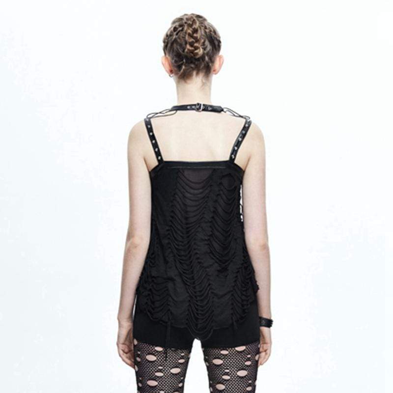 Women's Distressed Punk T-Shirt With Lacing - Image 3