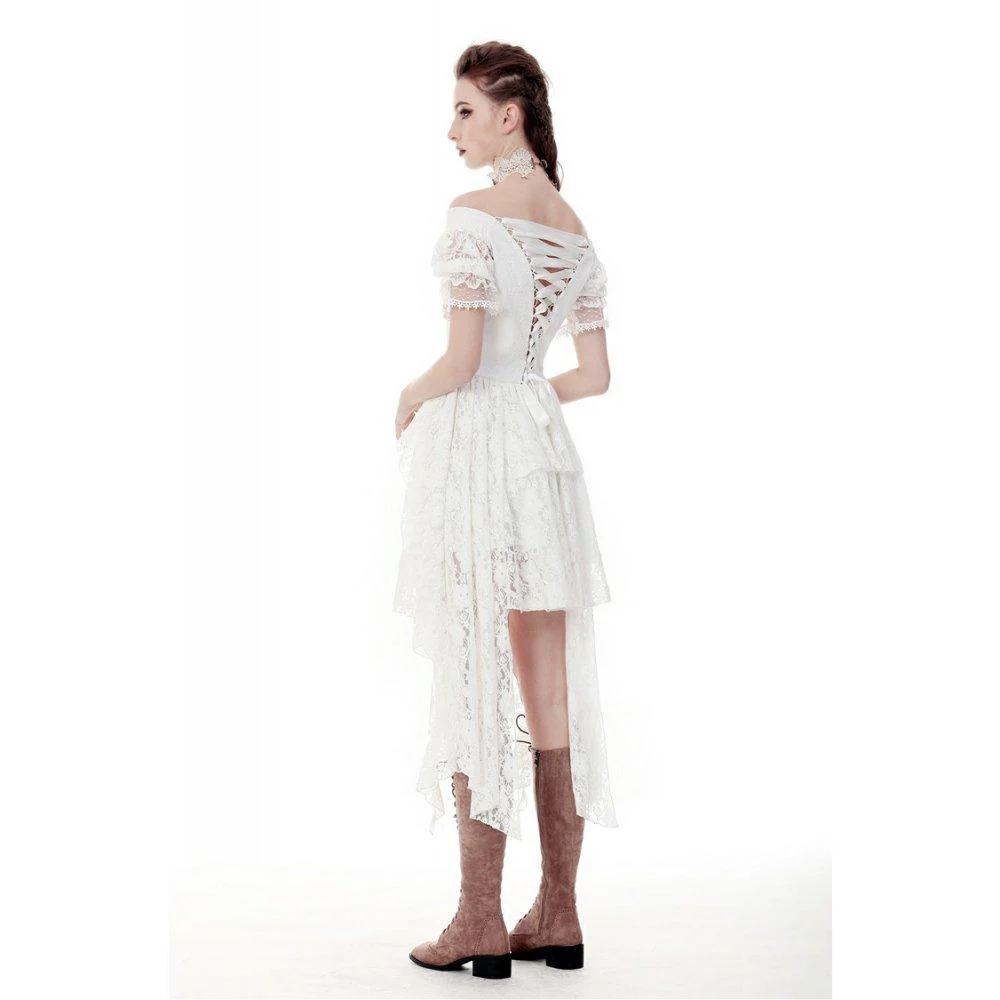 Women's Gorgeous Off-shoulder Full Lace Wedding Dresses Graduation Dress - Image 6