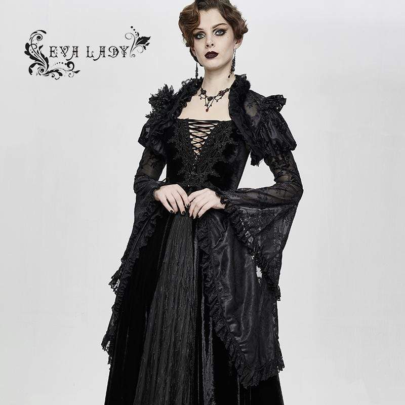 Women's Gorgeous Ruffled Floral Lace Flare Sleeved Capes - Image 3