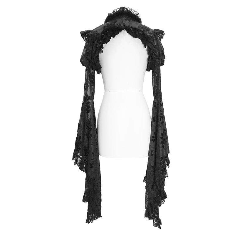 Women's Gorgeous Ruffled Floral Lace Flare Sleeved Capes - Image 8