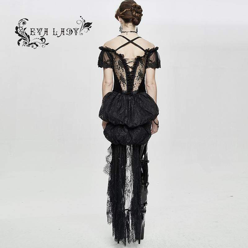 Women's Gorgeous Sheer Floral Lace Ruffled Fitted Corsets With Detachable Hem - Image 3