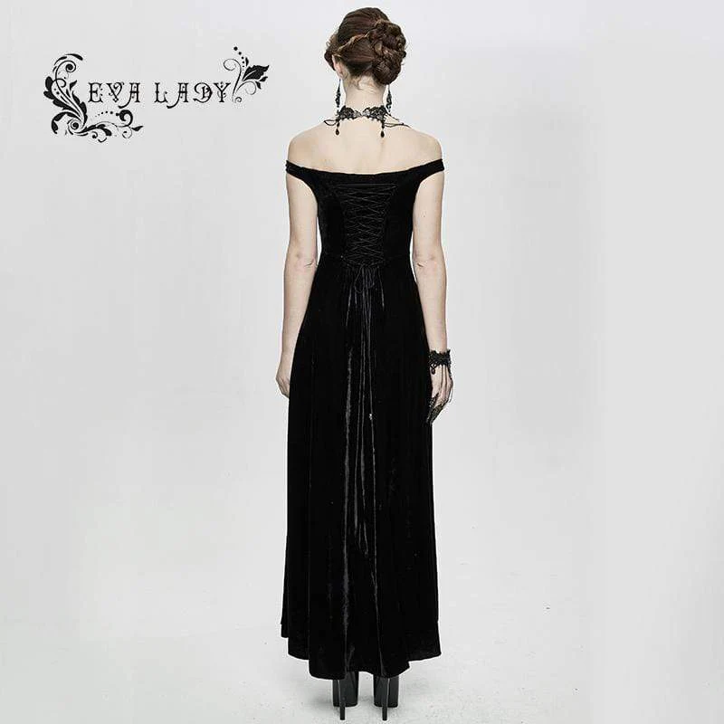 Women's Gorgeous Sleeveless Lace Embroidered Velvet Dresses Wedding Dress - Image 4