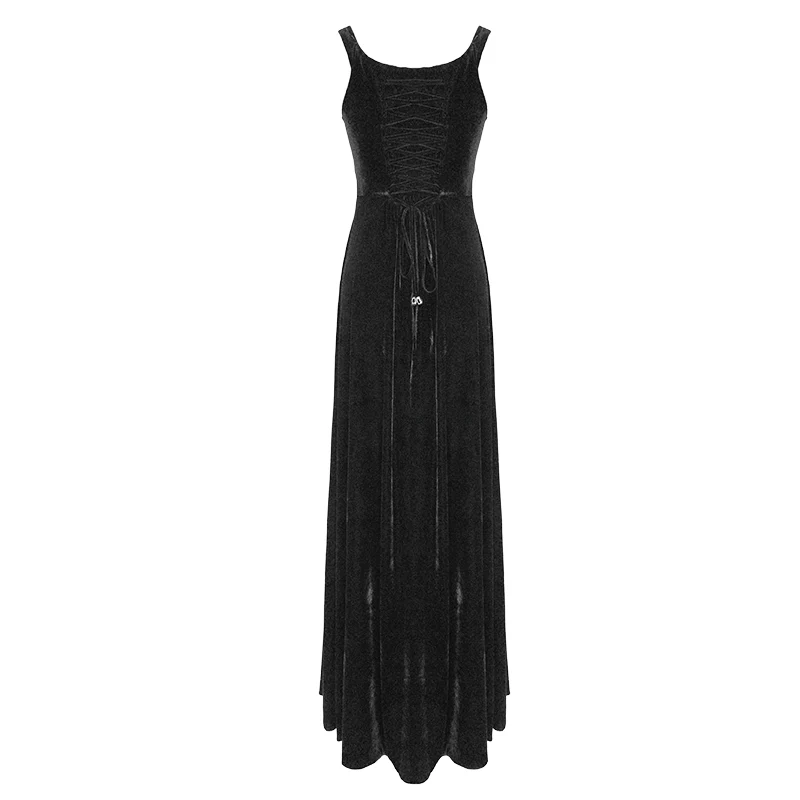 Women's Gorgeous Sleeveless Lace Embroidered Velvet Dresses Wedding Dress - Image 7