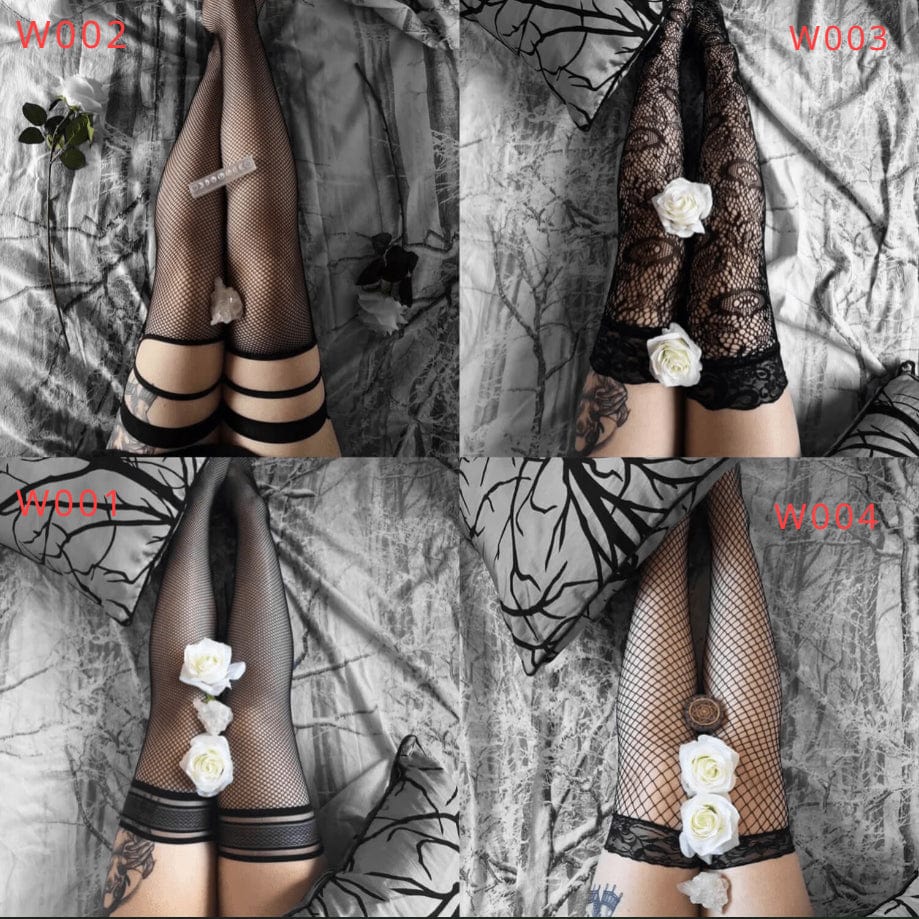 Women's Goth Fishnet High Tights Stocking Set - Image 2