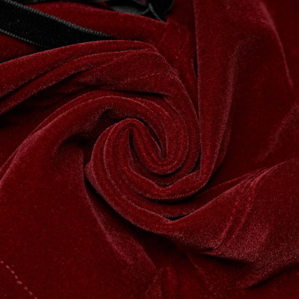 Women's Goth Floral Embroideried Puff Sleeved Velet Short Jackets - Image 10