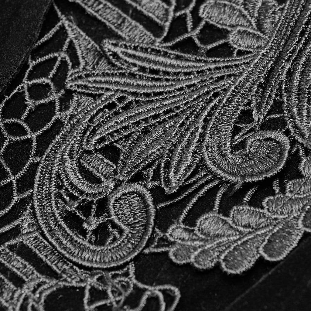 Women's Goth Floral Embroideried Puff Sleeved Velet Short Jackets - Image 14