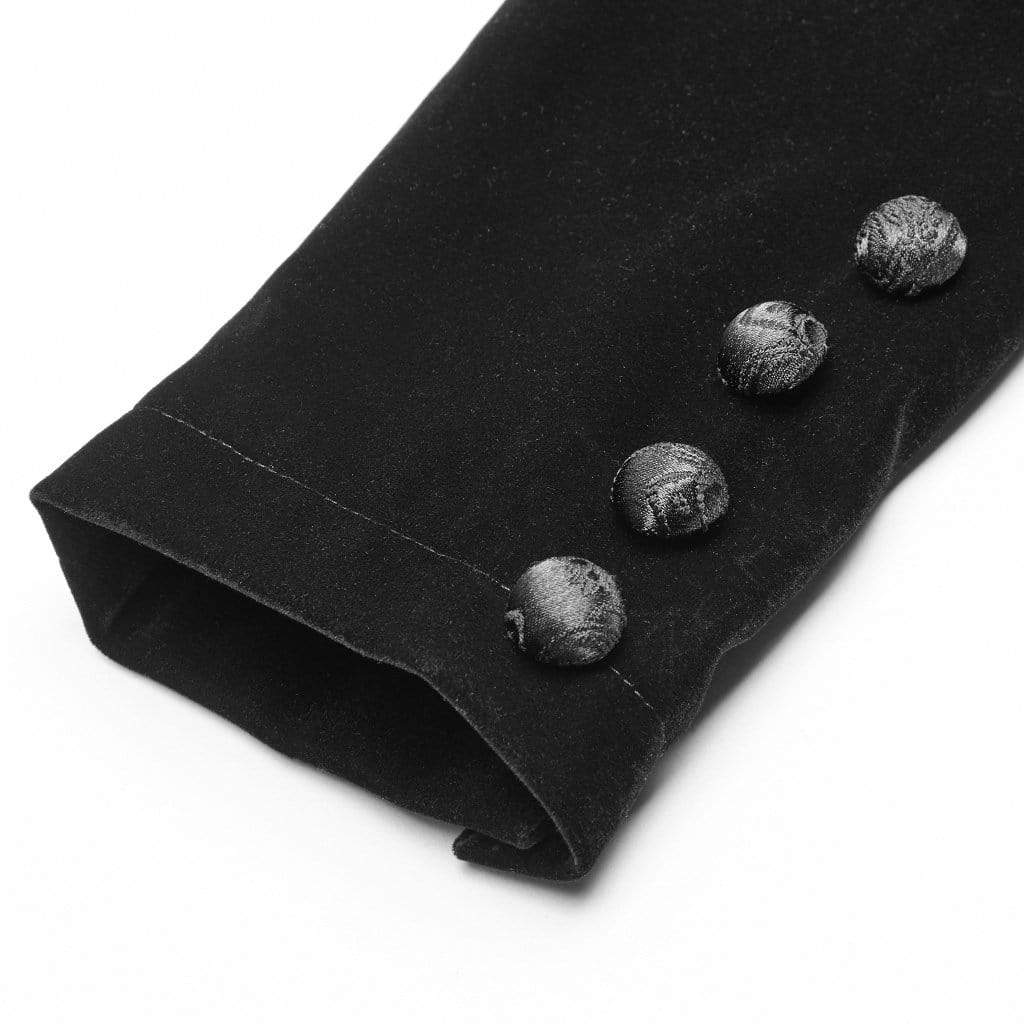 Women's Goth Floral Embroideried Puff Sleeved Velet Short Jackets - Image 16