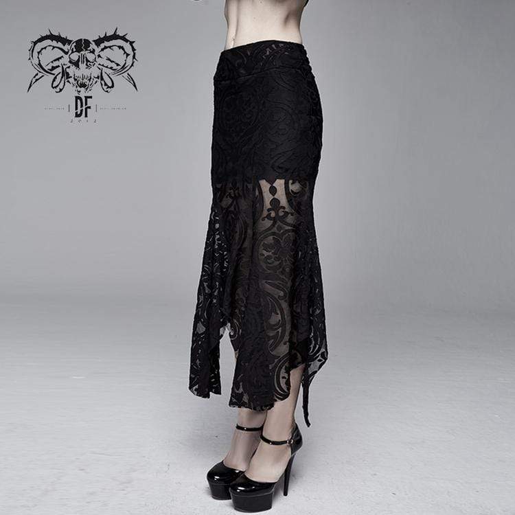 Women's Goth Floral Translucent Fishtail Skirt - Image 3
