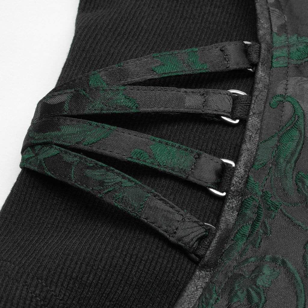 Women's Goth Front Zipper Lacing Jacquard Vest - Image 15