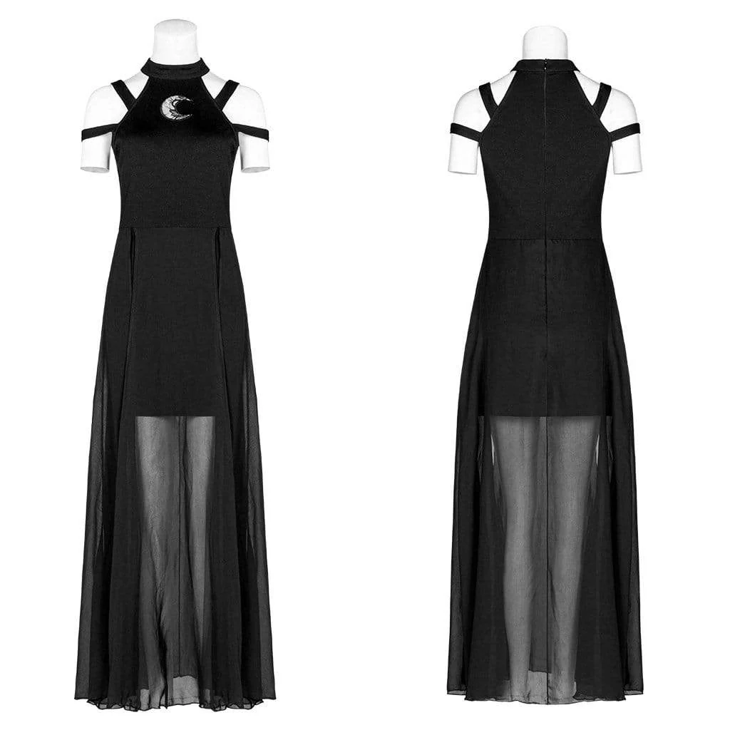 Women's Goth Halter Drop Shoulder Layered Dress - Image 5
