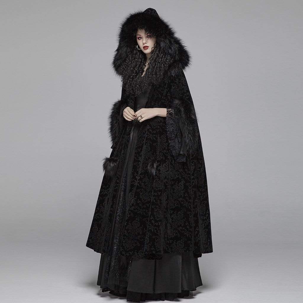 Women's Goth Hooded Woolen Cloak - Image 4